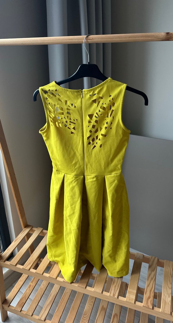 Sarı Pilili Kadın  Elbise - Görsel 2