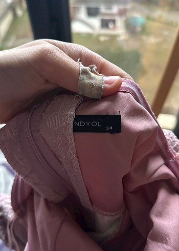 Pembe  Straplez Uzun Abiye Elbise - Görsel 4