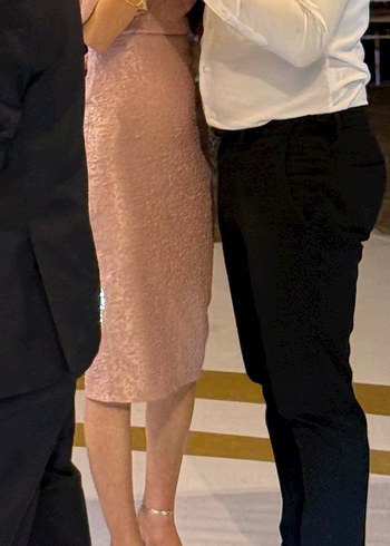 Pembe  Straplez Uzun Abiye Elbise - Görsel 6