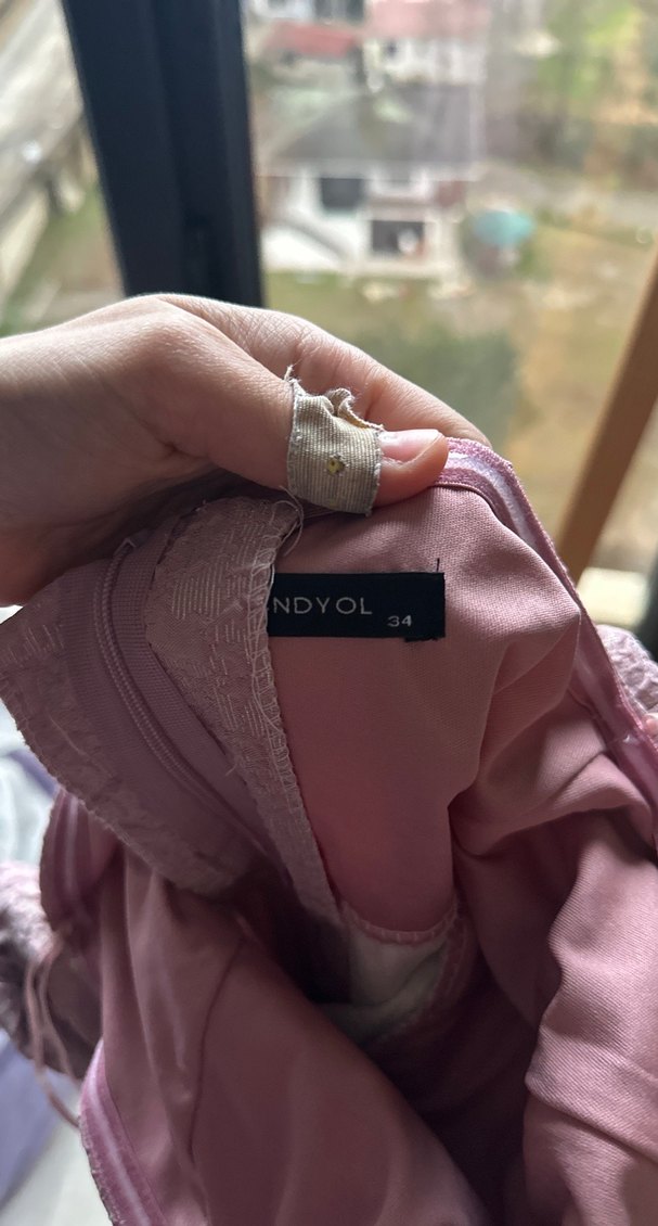 Pembe  Straplez Uzun Abiye Elbise - Görsel 4