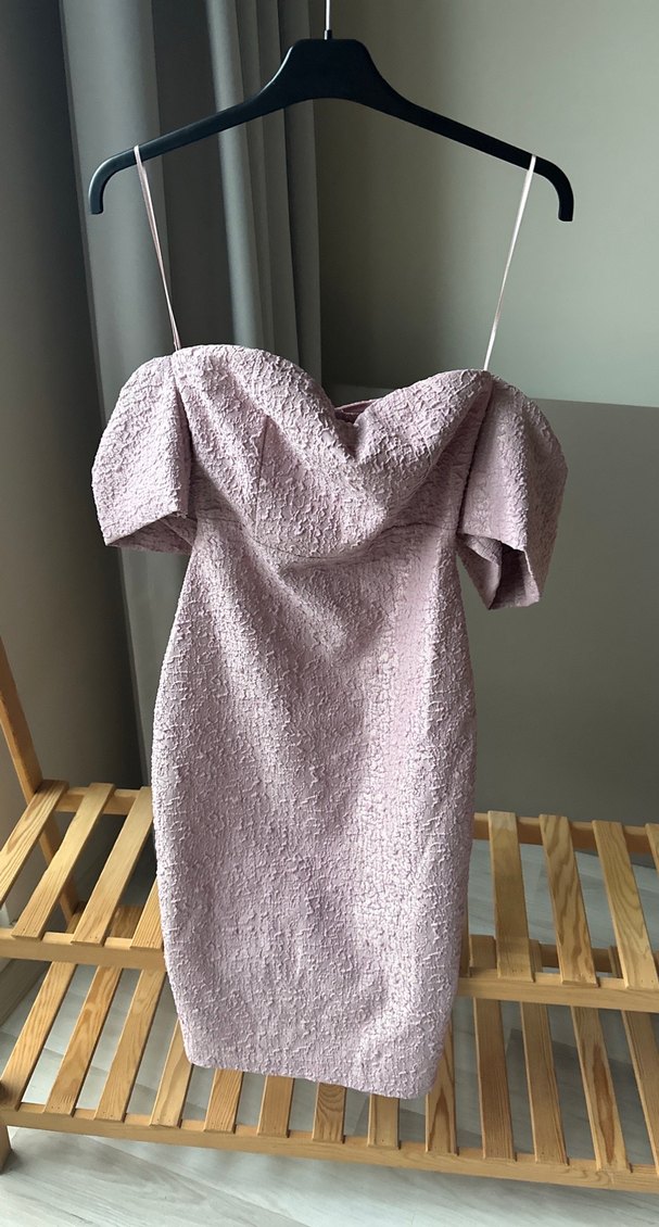 Pembe  Straplez Uzun Abiye Elbise - Görsel 2