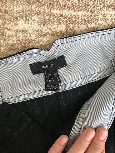 Mango Mango yün çizgili ispanyol paça pantolon L beden