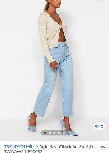 TRENDYOLMİLLA Açık Mavi Yüksek Bel Straight Jean