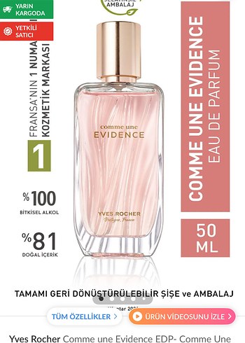 Yves Rocher Comme Une Evidence 50 ml Kadın Parfümü