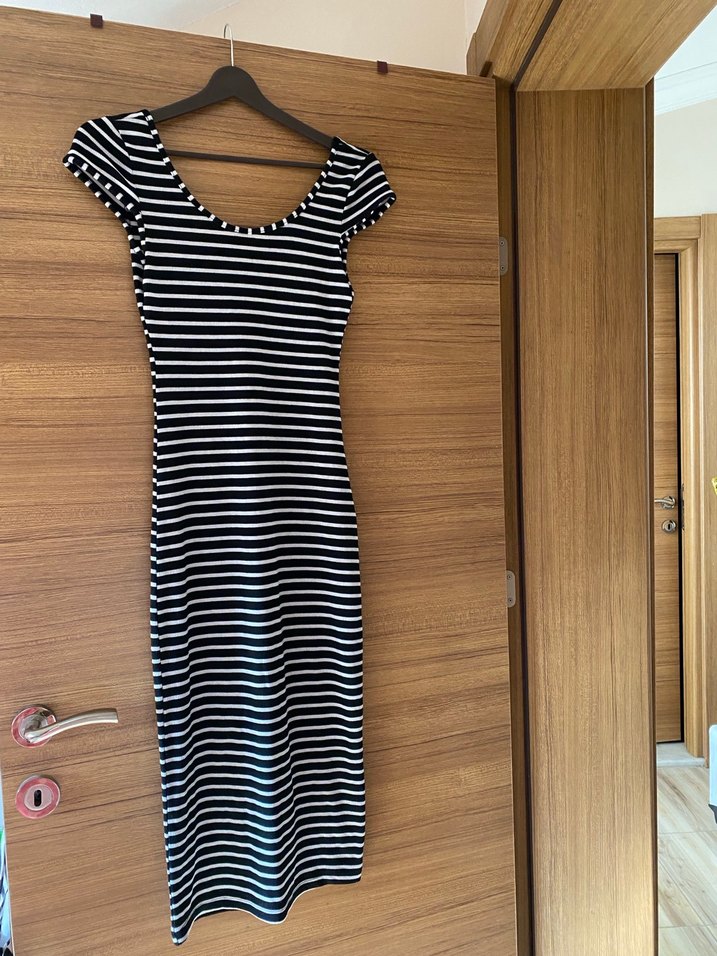 Çizgili kadın Elbise - Görsel 2