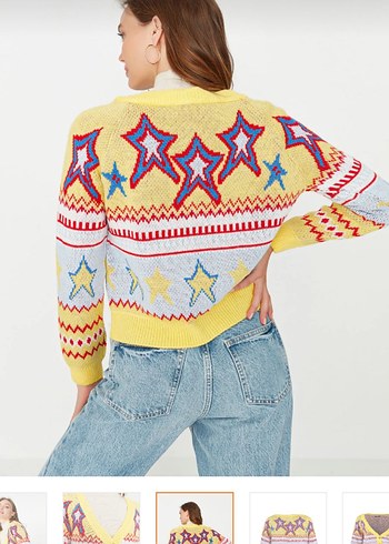 Renkli  Örgü Hırka - Görsel 2