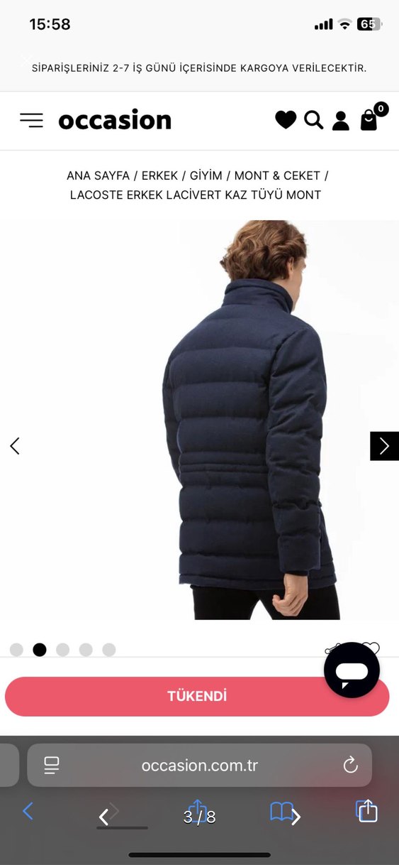 Lacoste Erkek Lacivert Kaz Tüyü Mont - Görsel 2