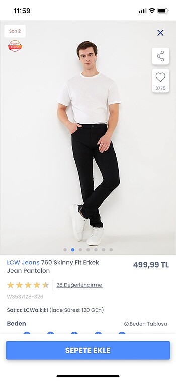 Erkek skinny fit jean