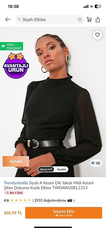 Trendyol & Milla Şifon elbise siyah
