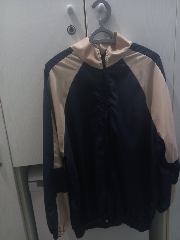 Vintage Y2k Lacivert Bej Spor Rüzgarlık - Görsel 2