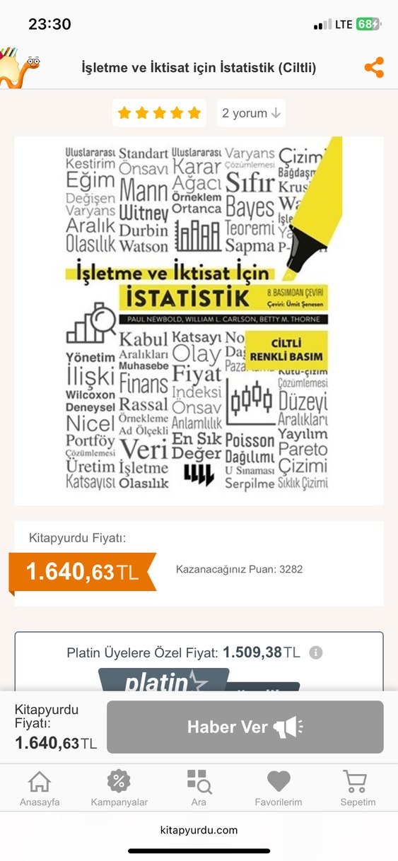 İşletme ve İktisat İçin İstatistik Kitabı paul Newbord - Görsel 2