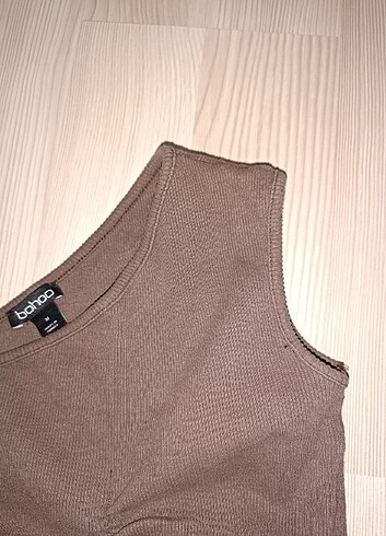 m Beden Asimetrik kesim kaşkorse altı fırfırlı büzgülü crop