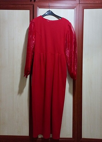 36 Beden kırmızı Renk Krep elbise