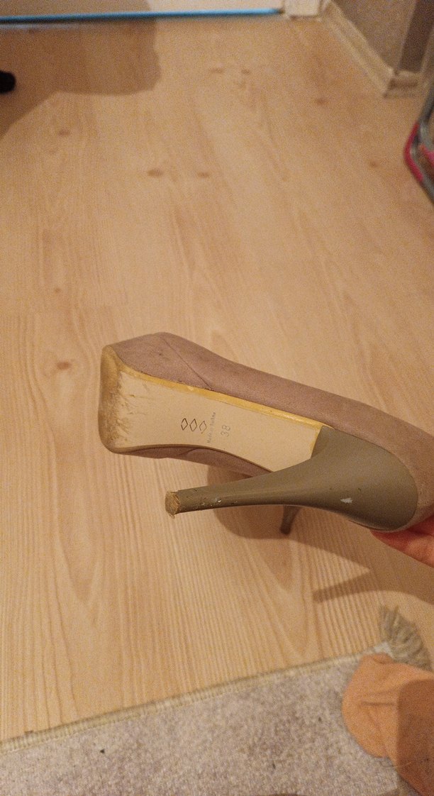 Bej Süet Platformlu Stiletto Kadın Ayakkabı - Görsel 2