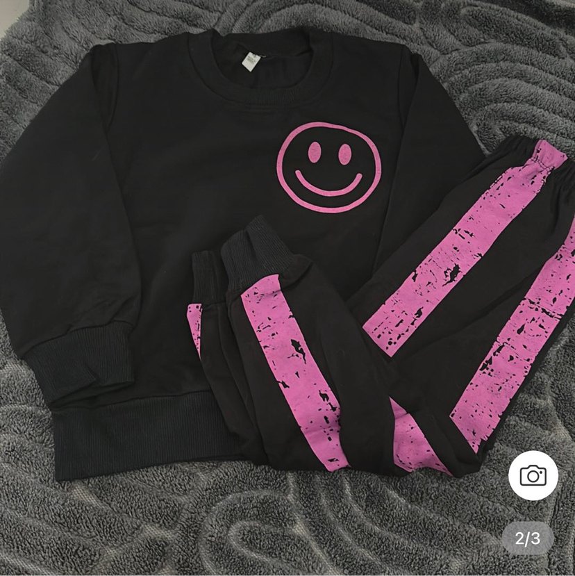 Renkli Baskılı Pembe Sokak Tarzı Kız Eşofmanı - Görsel 2