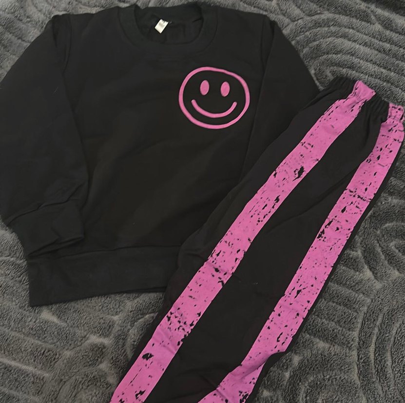 Kızlar için Pembe Baskılı Rahat Eşofman Takımı - Görsel 2