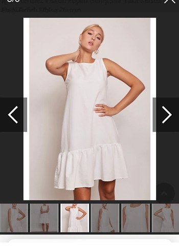 Kadın Beyaz Kolsuz Mini Keten Elbise - Görsel 3