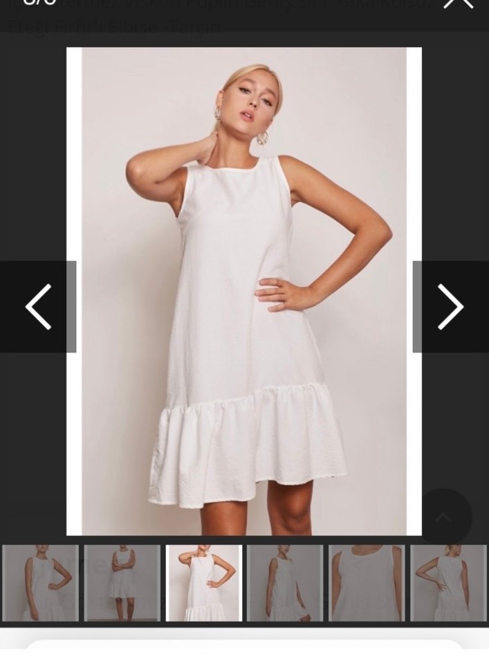 Kadın Beyaz Kolsuz Mini Keten Elbise - Görsel 3