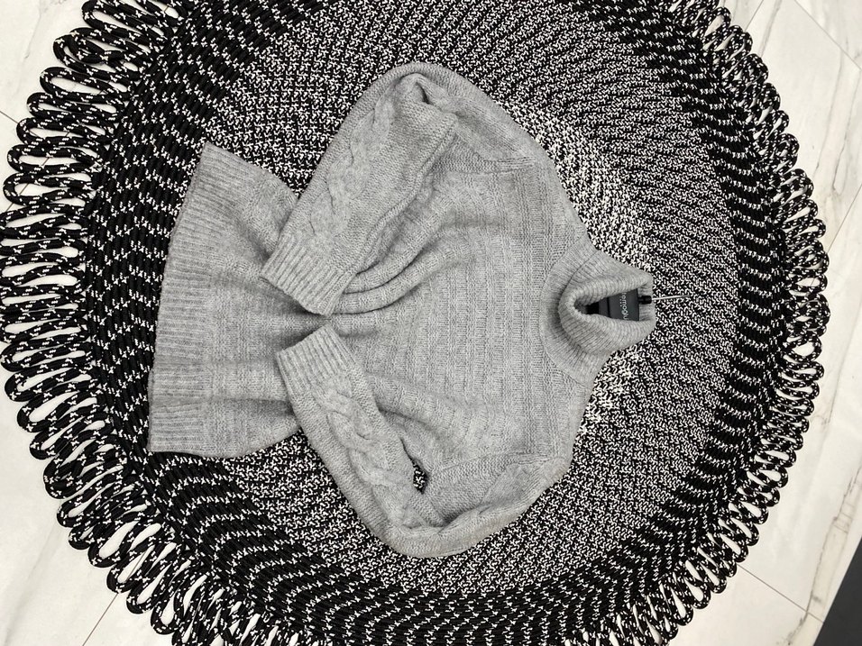 Gri Yün Kadın Boğazlı Triko Kazak - Görsel 4