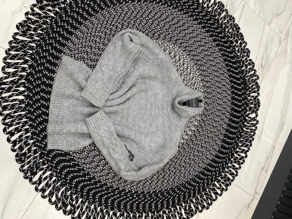 Gri Yün Kadın Boğazlı Triko Kazak - Görsel 5