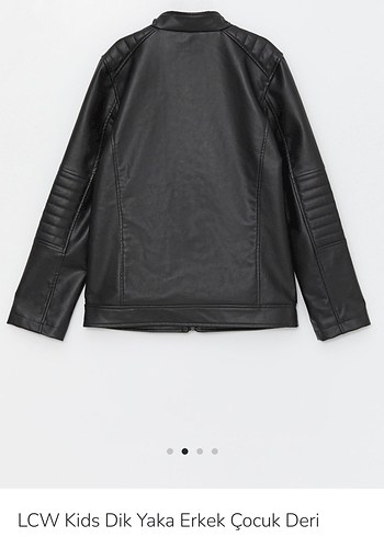 Siyah Erkek Çocuk Deri Biker Ceket - Görsel 7