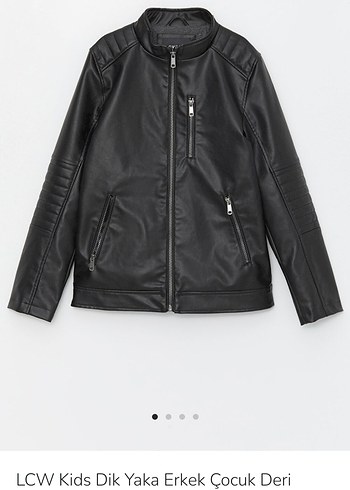 Siyah Erkek Çocuk Deri Biker Ceket - Görsel 6