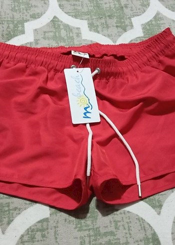 xl Beden Kırmızı Unisex Mini Deniz Şort