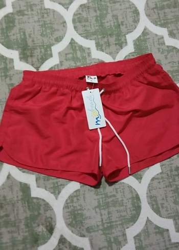 Kırmızı Unisex Mini Deniz Şort