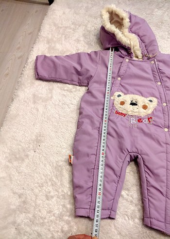 Lila Kürklü Bebek Kız Tulumu Nakışlı - Görsel 7