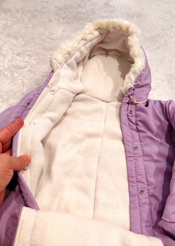 Lila Kürklü Bebek Kız Tulumu Nakışlı - Görsel 4