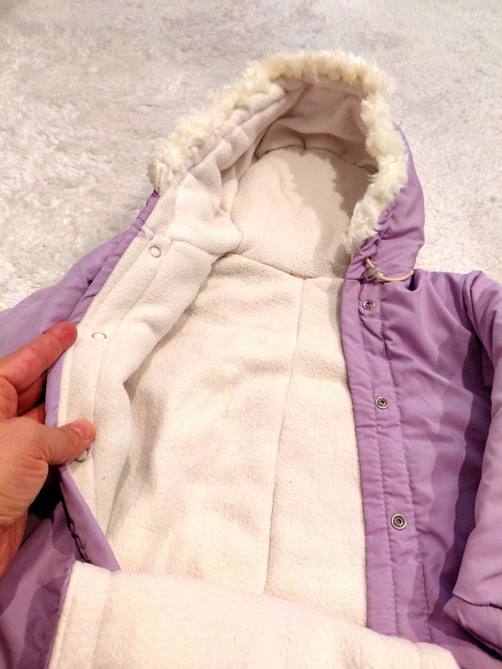 Lila Kürklü Bebek Kız Tulumu Nakışlı - Görsel 4