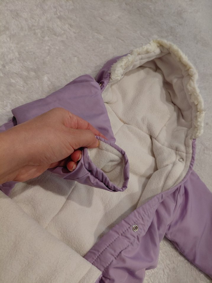 Lila Kürklü Bebek Kız Tulumu Nakışlı - Görsel 3