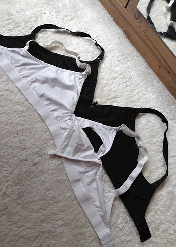 Beyaz ve Siyah Emzirme Sütyen Seti - Görsel 2