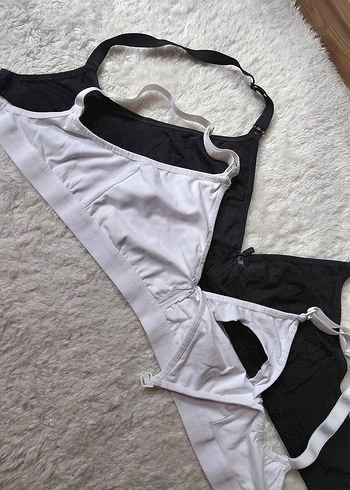 Beyaz ve Siyah Emzirme Sütyen Seti - Görsel 3