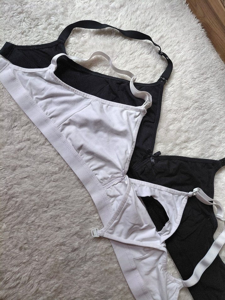 Beyaz ve Siyah Emzirme Sütyen Seti - Görsel 3