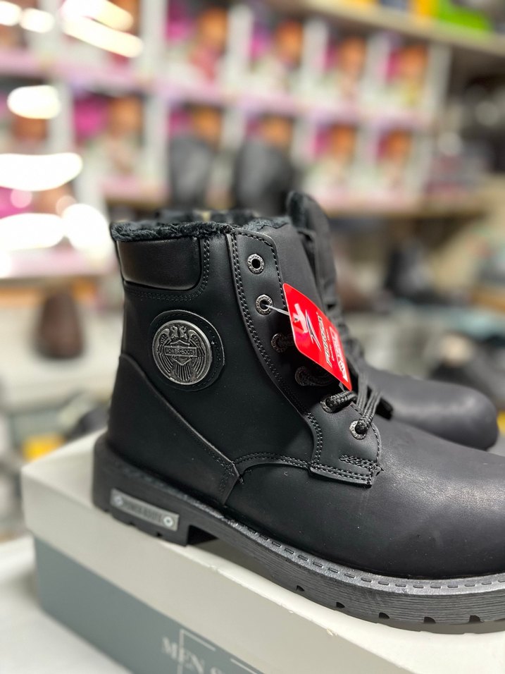 Deri Siyah Bağcıklı Erkek Biker Bot - Görsel 3