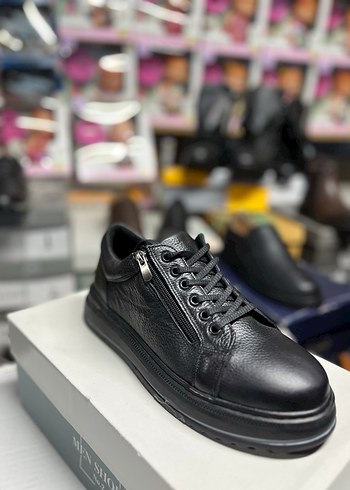 Siyah deri Erkek Günlük Bağcıklı Ayakkabı - Görsel 4