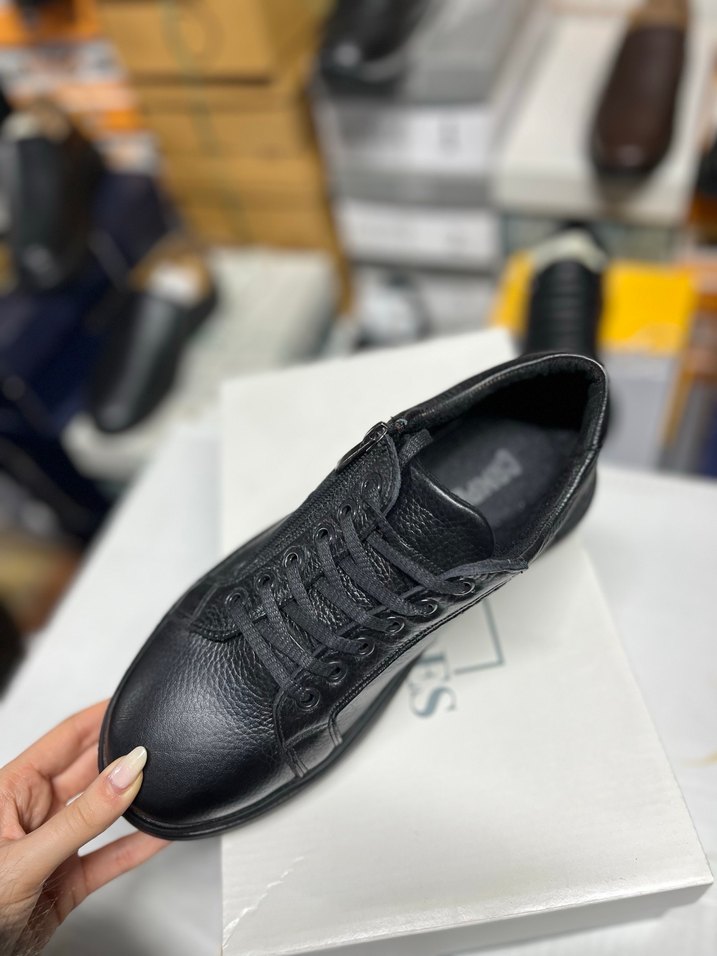 Siyah deri Erkek Günlük Bağcıklı Ayakkabı - Görsel 3