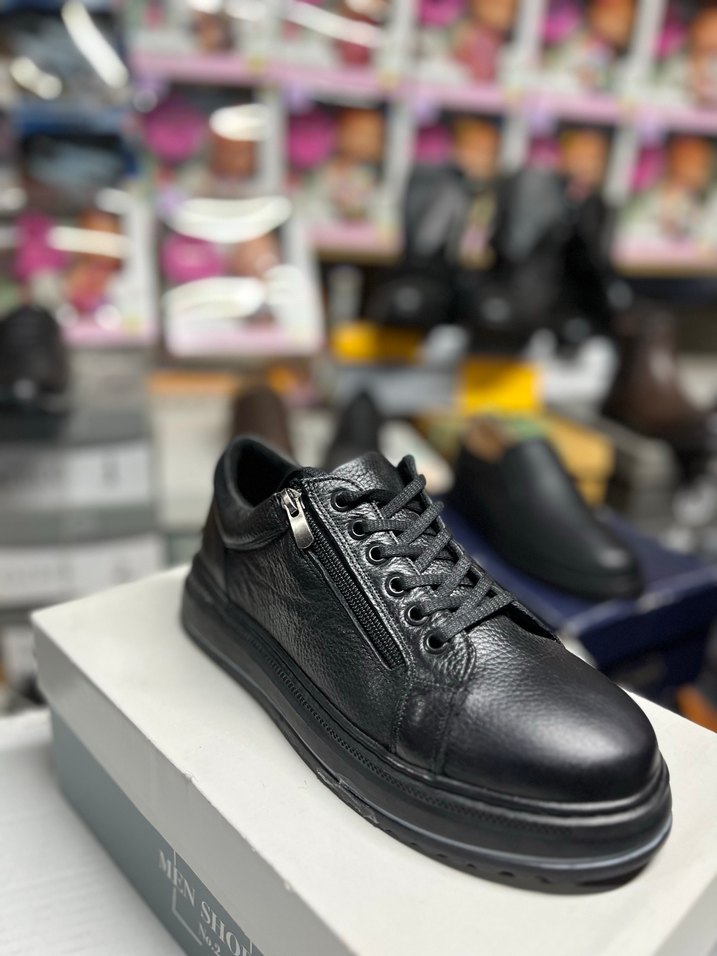 Siyah deri Erkek Günlük Bağcıklı Ayakkabı - Görsel 4