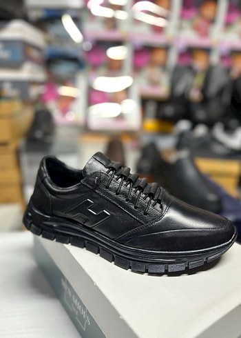 Siyah Deri Bağcıklı Erkek GünlükAyakkabı - Görsel 4