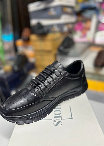 Siyah Deri Bağcıklı Erkek GünlükAyakkabı - Görsel 2