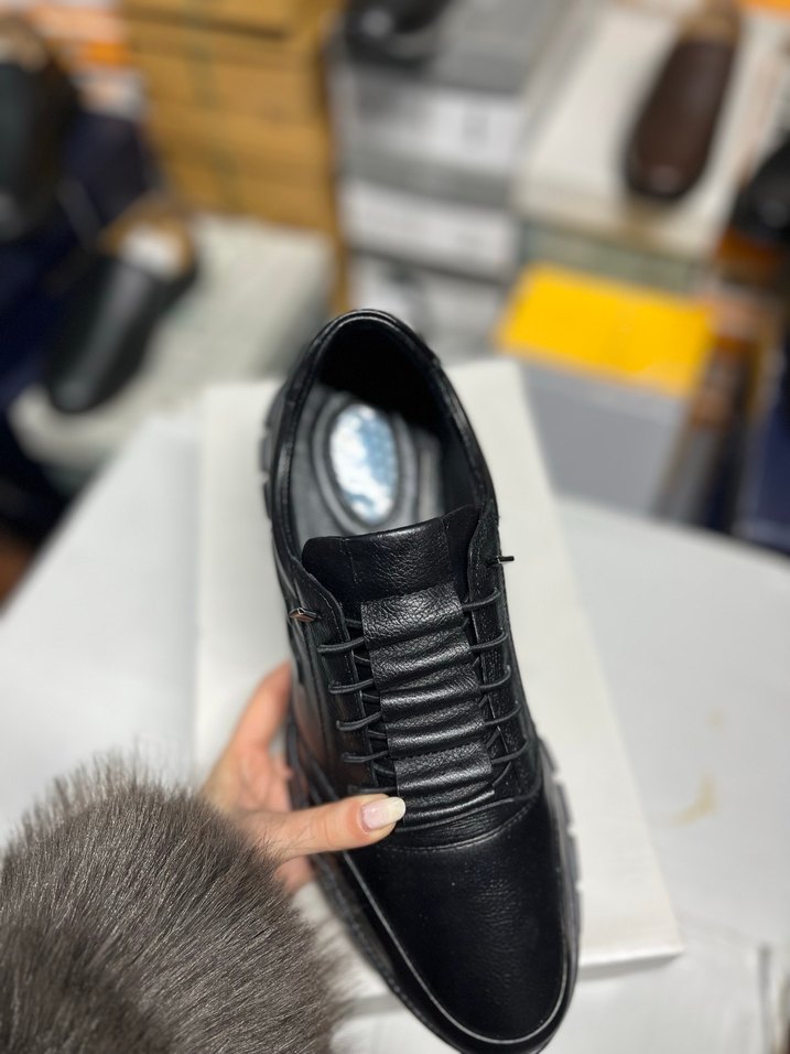 Siyah Deri Bağcıklı Erkek GünlükAyakkabı - Görsel 3