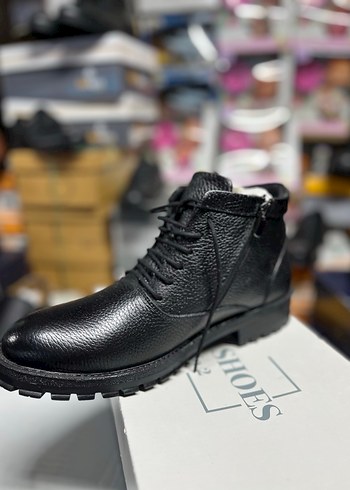 Siyah Kışlık Erkek Deri Bot - Görsel 2