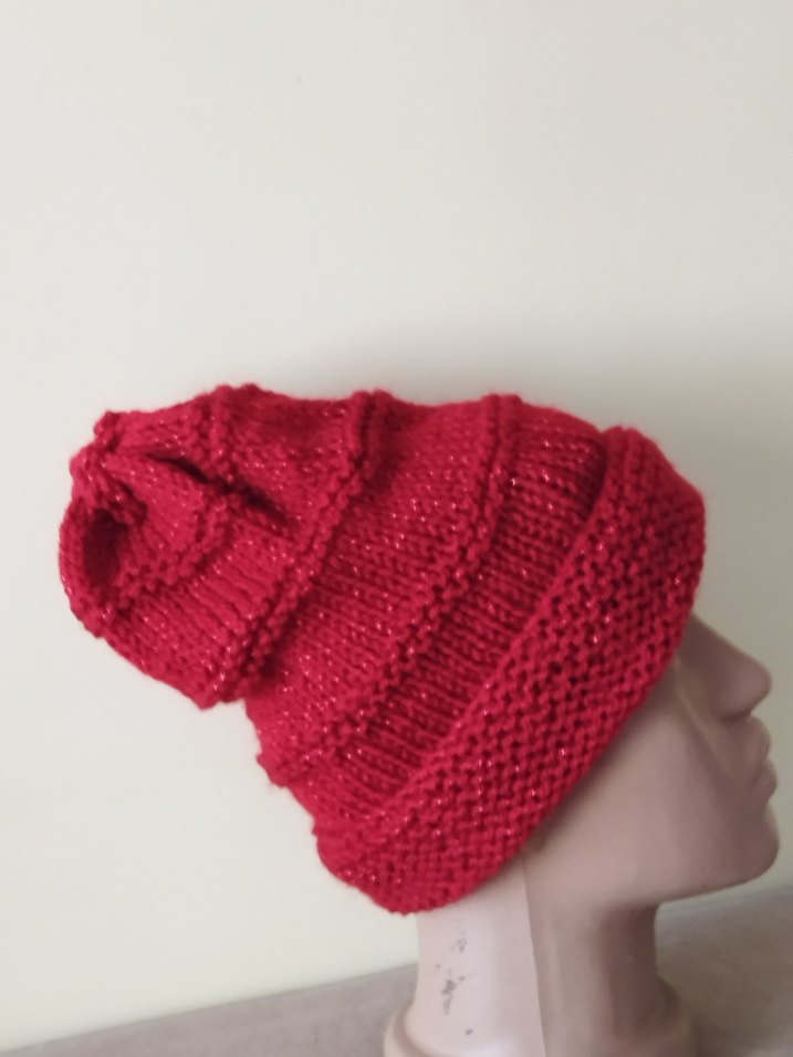 Kırmızı Örgü Kadın Bere - Görsel 2