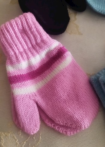 Çocuk pembe siyah mavi Desenli Örgü Eldiven marka farazidir - Görsel 3