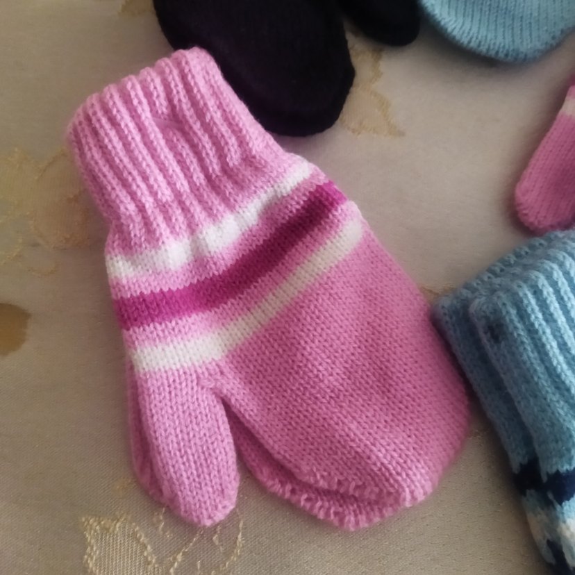 Çocuk pembe siyah mavi Desenli Örgü Eldiven marka farazidir - Görsel 3