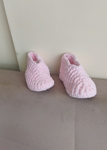 Kız Çocuk Pembe Örgü Sıcak Ev Terliği - Görsel 2