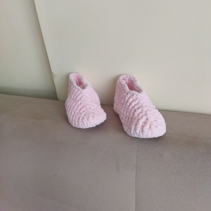 Kız Çocuk Pembe Örgü Sıcak Ev Terliği - Görsel 2