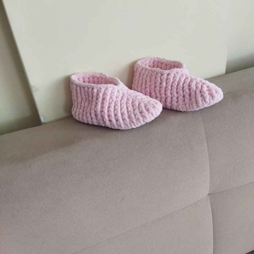 Kız Çocuk Pembe Örgü Sıcak Ev Terliği - Görsel 4