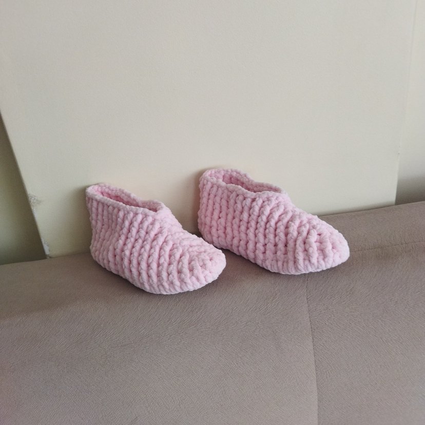 Kız Çocuk Pembe Örgü Sıcak Ev Terliği - Görsel 3